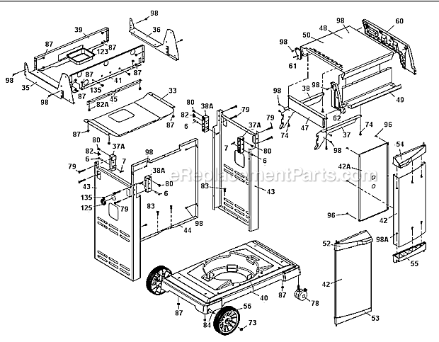 Page B Diagram and Parts List for 9877-44 Sovereign 90 Broil King Grill